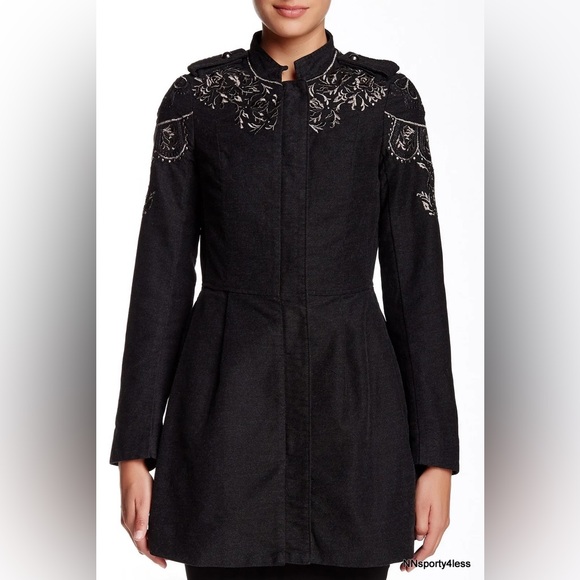 Free People Jackets & Blazers - Free People Sargent Zip-up Long Sleeve Embroidered Coat